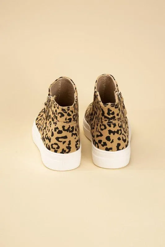 Womens High Top Leopard Sneakers Shoes