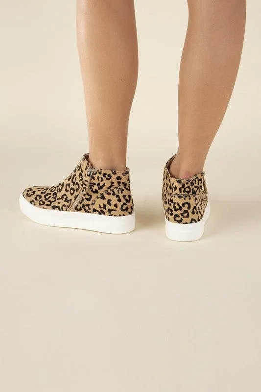 Womens High Top Leopard Sneakers Shoes