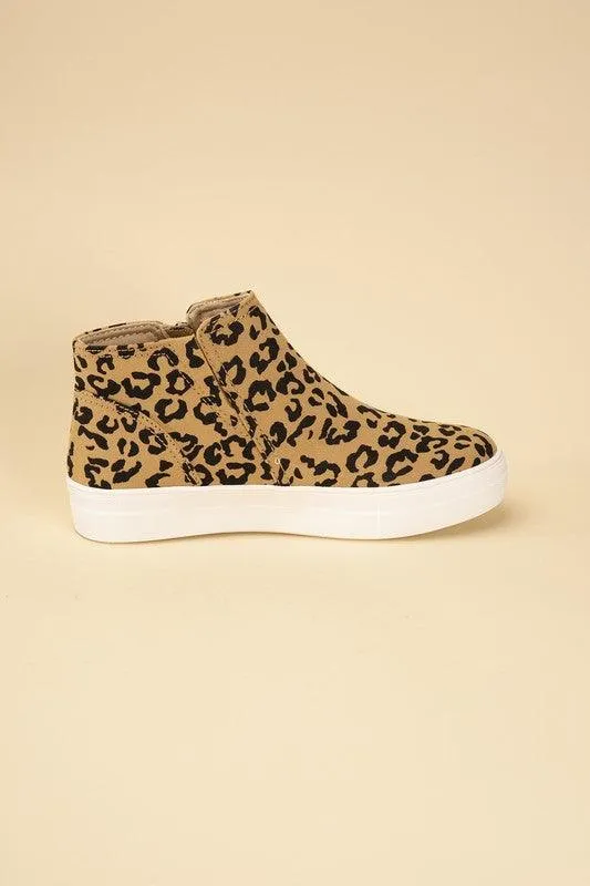 Womens High Top Leopard Sneakers Shoes